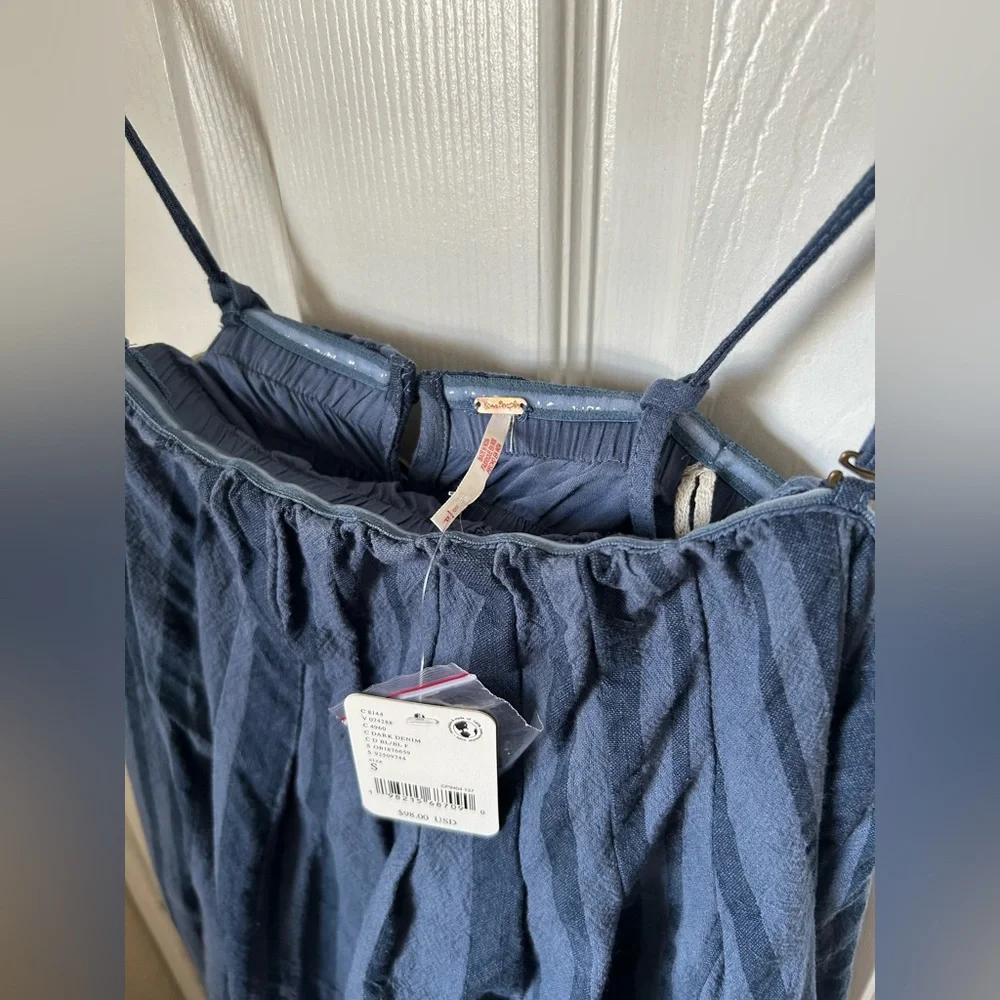 NWT Free People All for Sun Blue Striped Cotton Maxi Dress Small - Picture 7 of 13